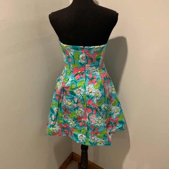 Lilly Pulitzer Strapless Floral A-line Dress Size 2 - Picture 3 of 7
